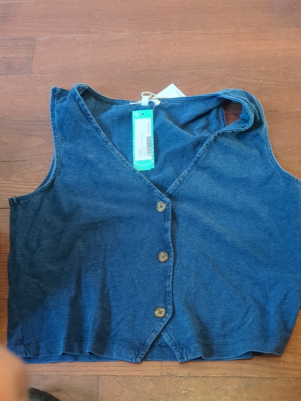 Z Supply Navy Button-Front V-Neck Tank